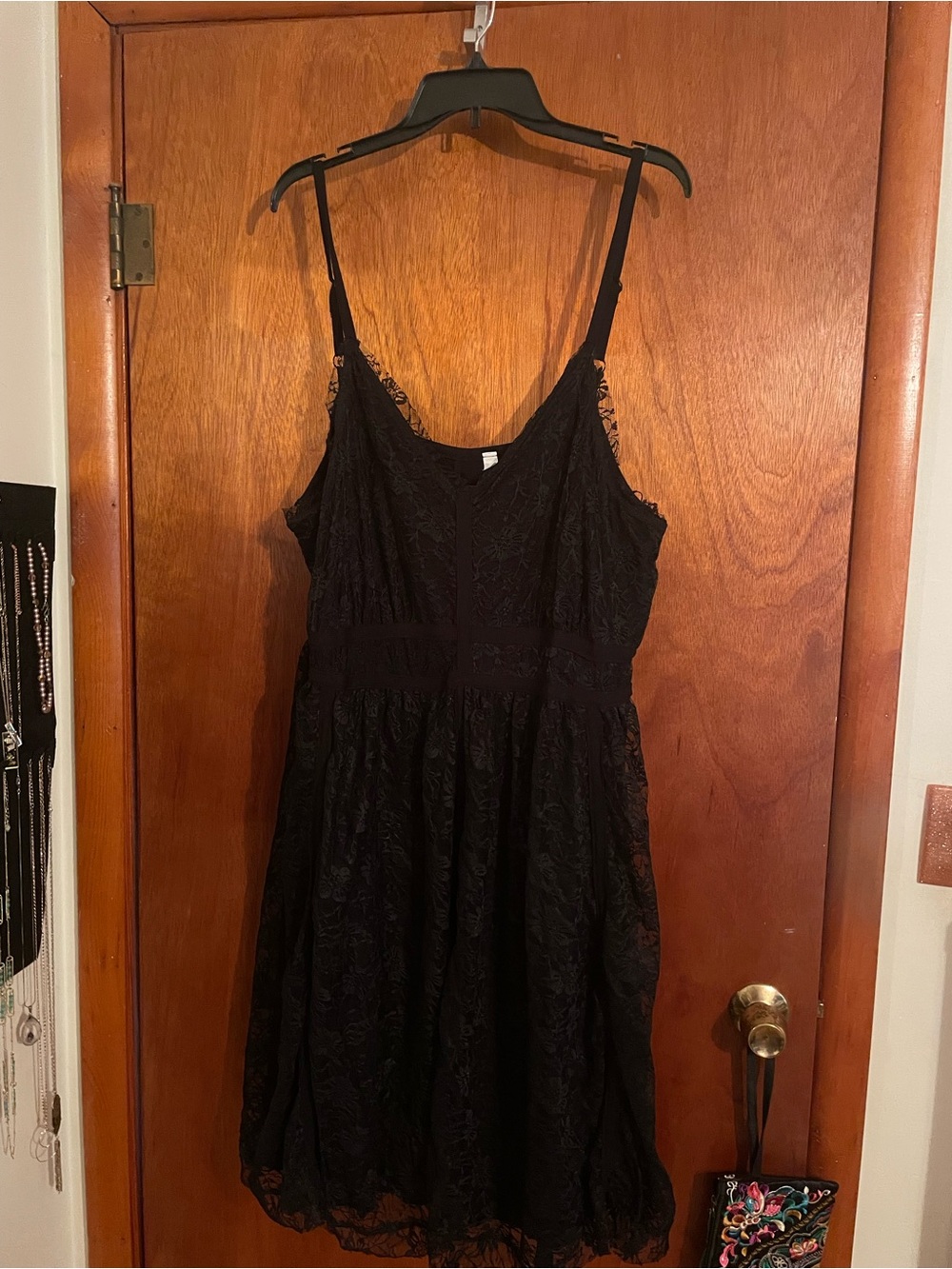 Black Lace Spaghetti-Strap Dress